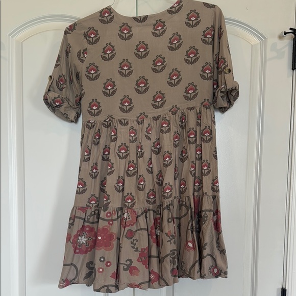 Bombay Tan Pleated Sundress with Cuffed Sleeves - Picture 6 of 6